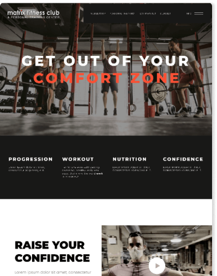 wireframe of gym website designed by entsian